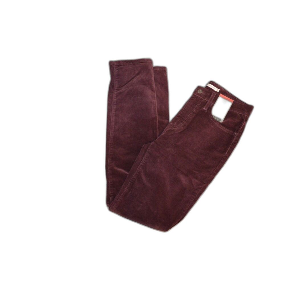 NWT Levis 724 Corduroy Pants Womens 27x32 Burgundy High Rise Slim Straight